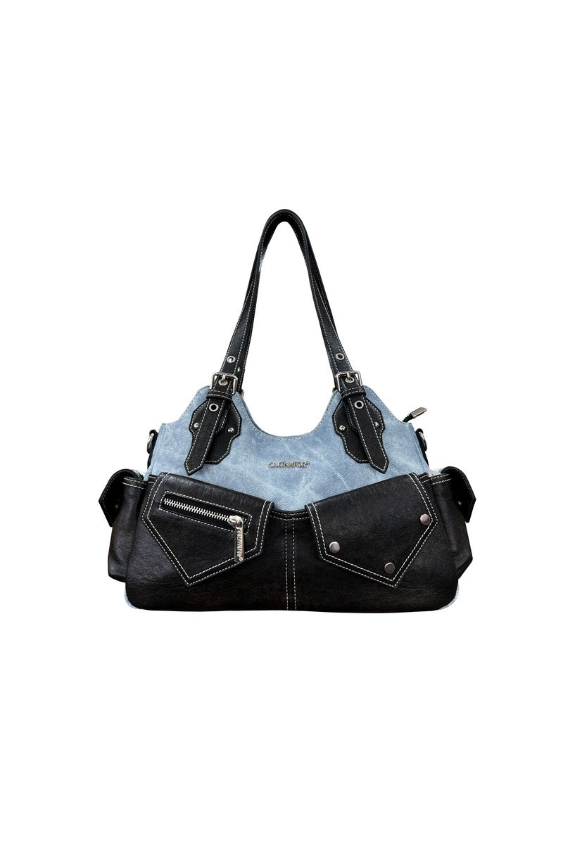 Denim Patchwork Shoulder Bag - Notkicks