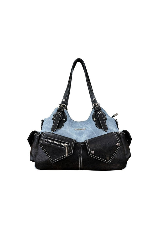 Denim Patchwork Shoulder Bag - Notkicks
