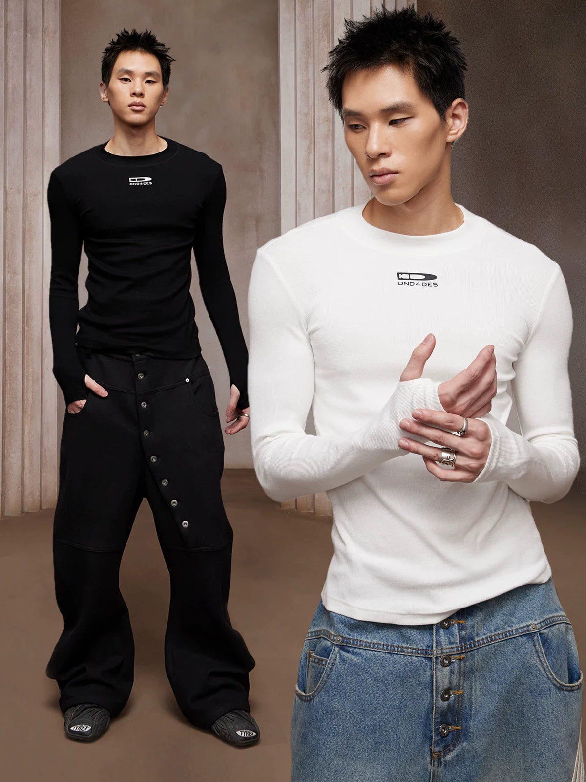 Logo Ribbed Compression Long Sleeve Tee - Notkicks