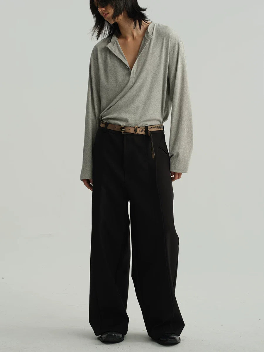 Classic Neutral Long-Sleeve Henley Tee - Notkicks