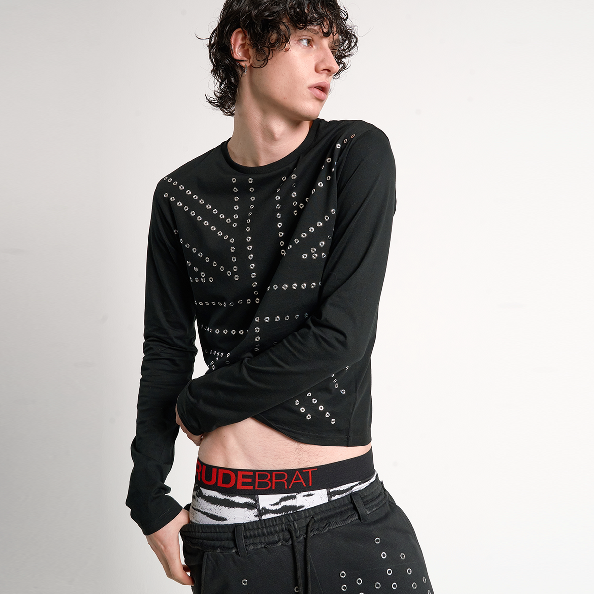 Eclipse Grommet Long Sleeve Crop Tee - Notkicks
