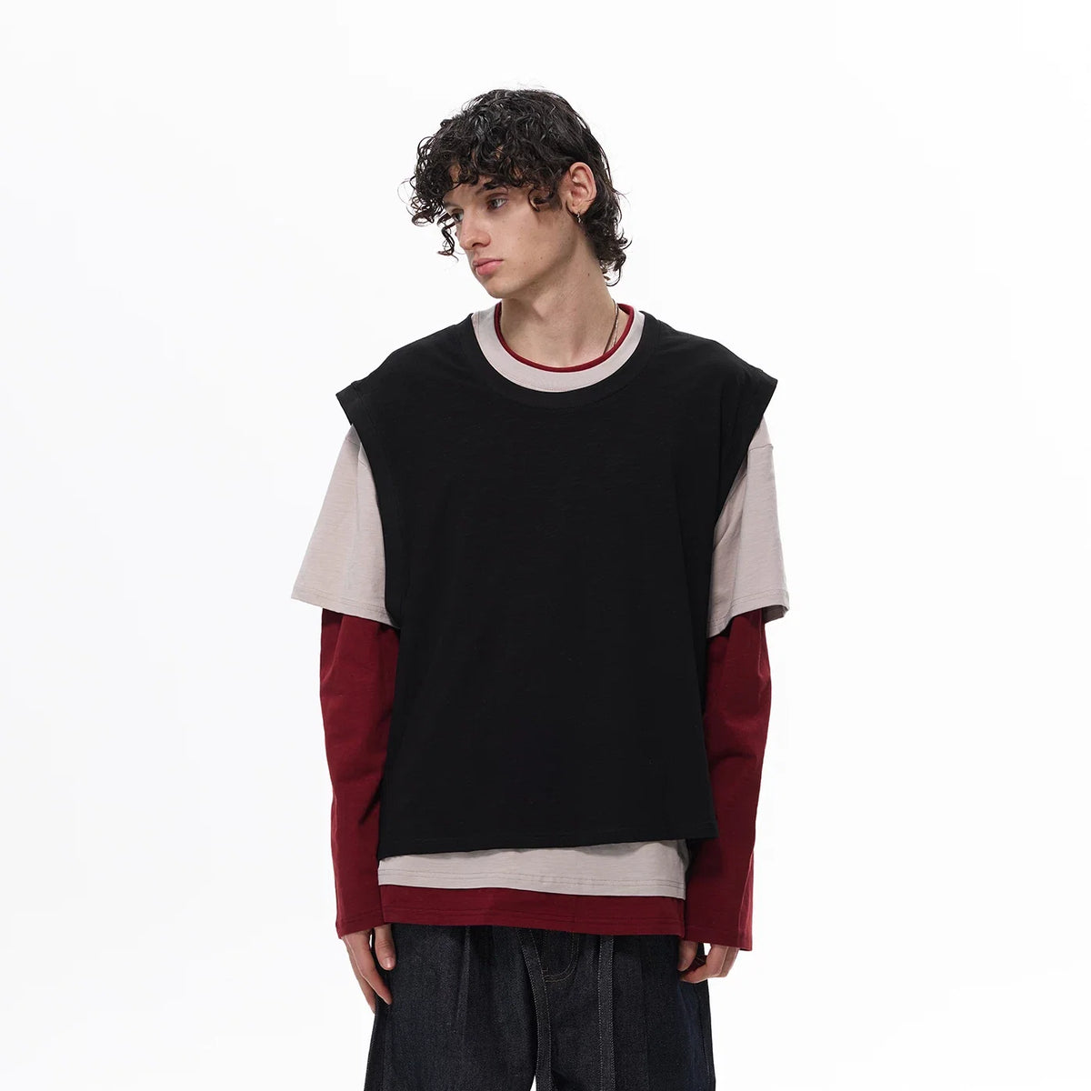 Two-Tone Stack Layer Tee Top - Notkicks