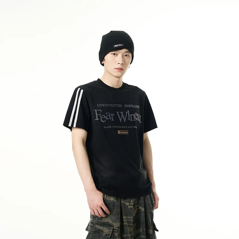 Sporty Sleeves Graphic Oversized T-Shirt - Notkicks