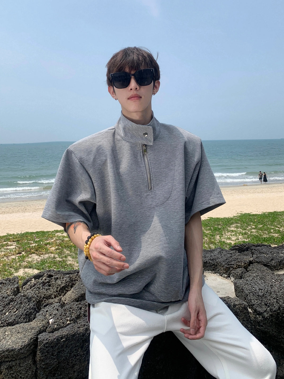 Half-Zip Stand Collar Shirt - Notkicks