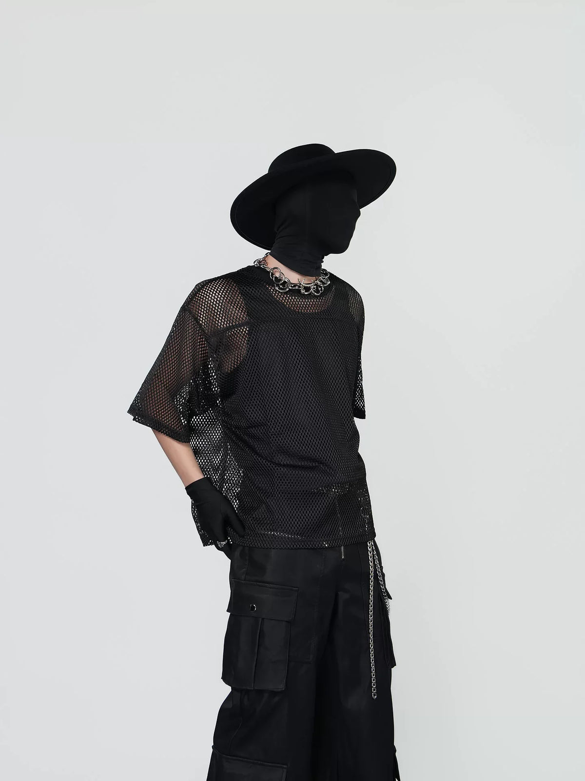 Noir Grid Signal Mesh Tee - Notkicks