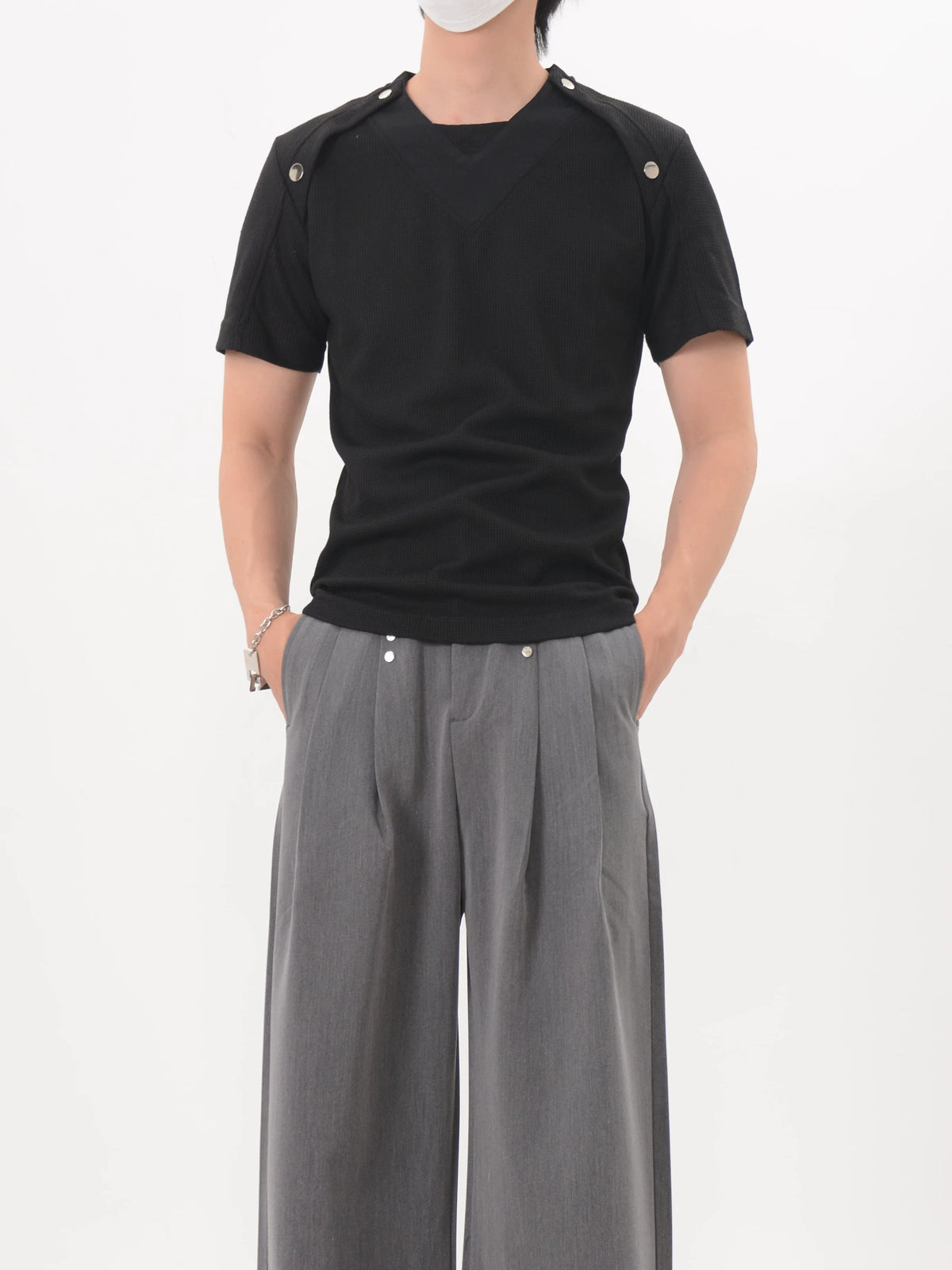 Shoulder Snap Knit Tee - Notkicks