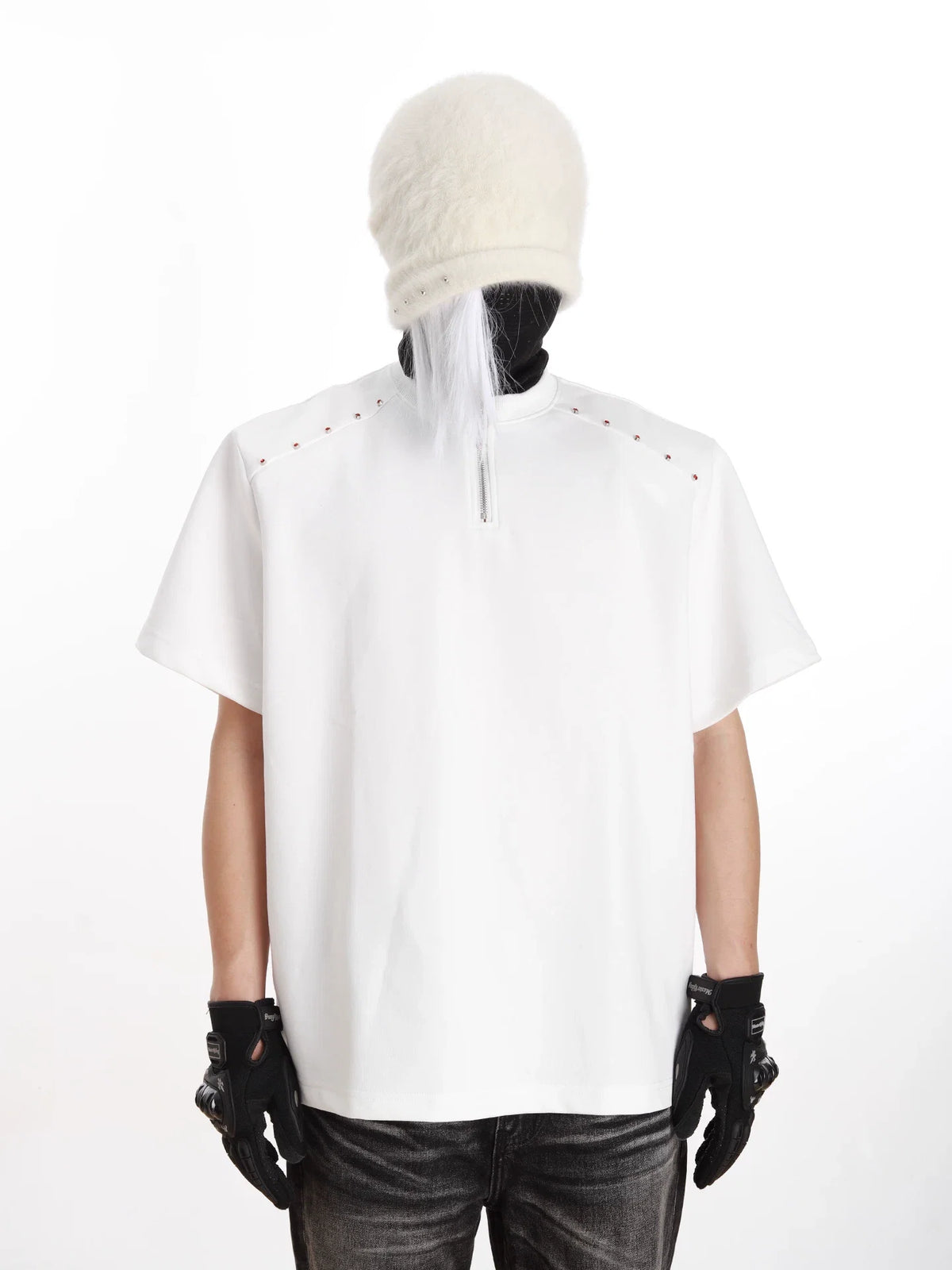 Halo Seam Studded Half-Zip Tee - Notkicks