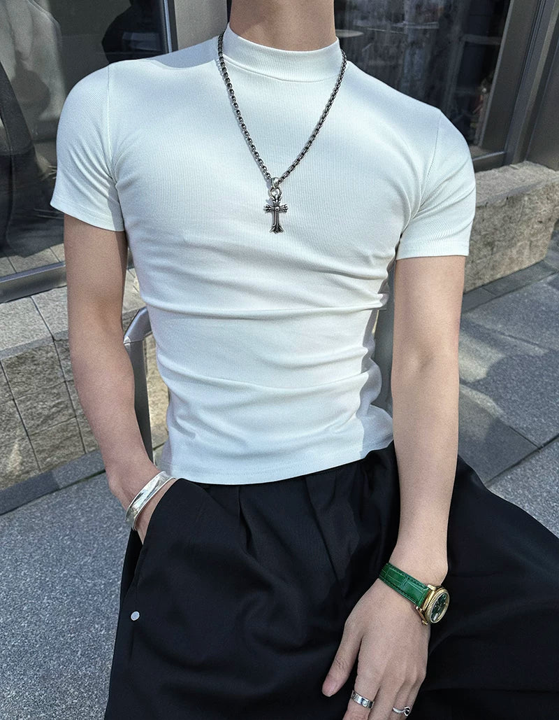 Fitted Mock-Neck Short-Sleeve Tee - Notkicks