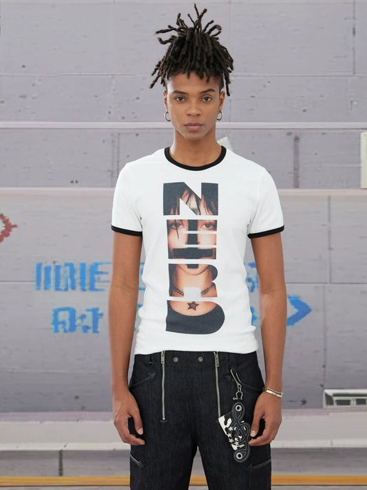 Ringer Tee with Photo Collage Graphic - Notkicks