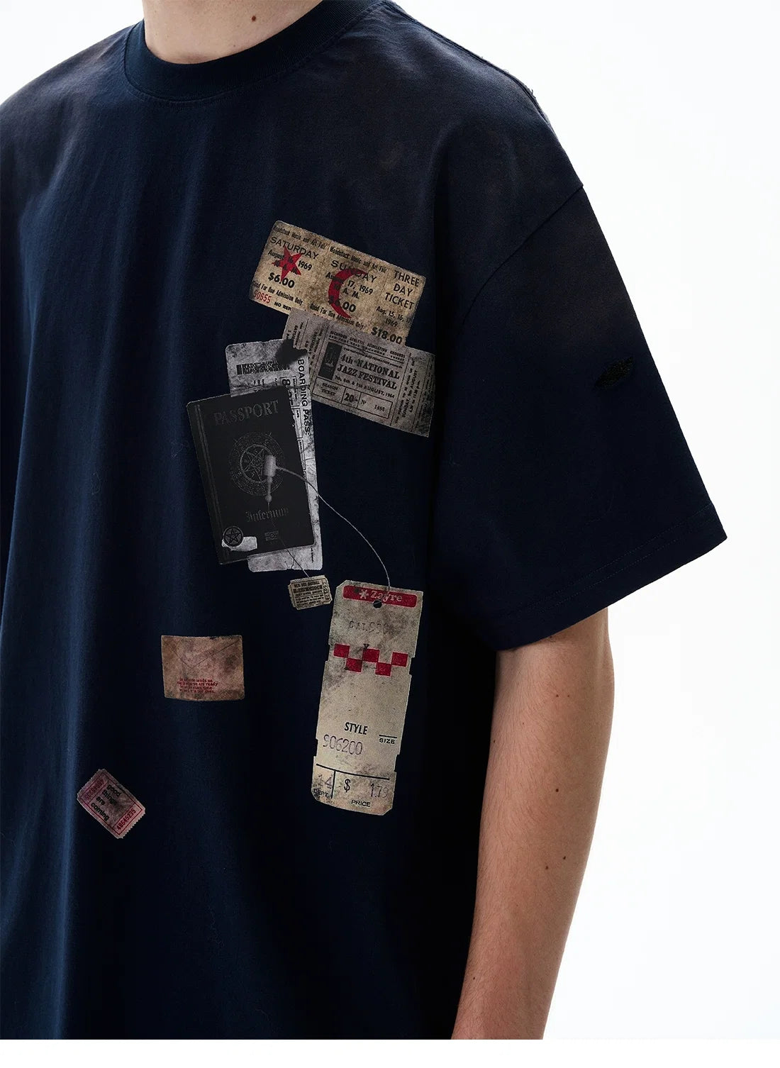 Passport Stamp Graphic Oversized T-Shirt - Notkicks