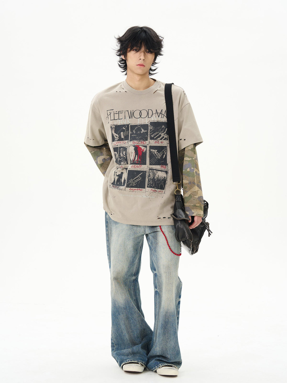Vintage Layered Camo Sleeve T-Shirt - Notkicks