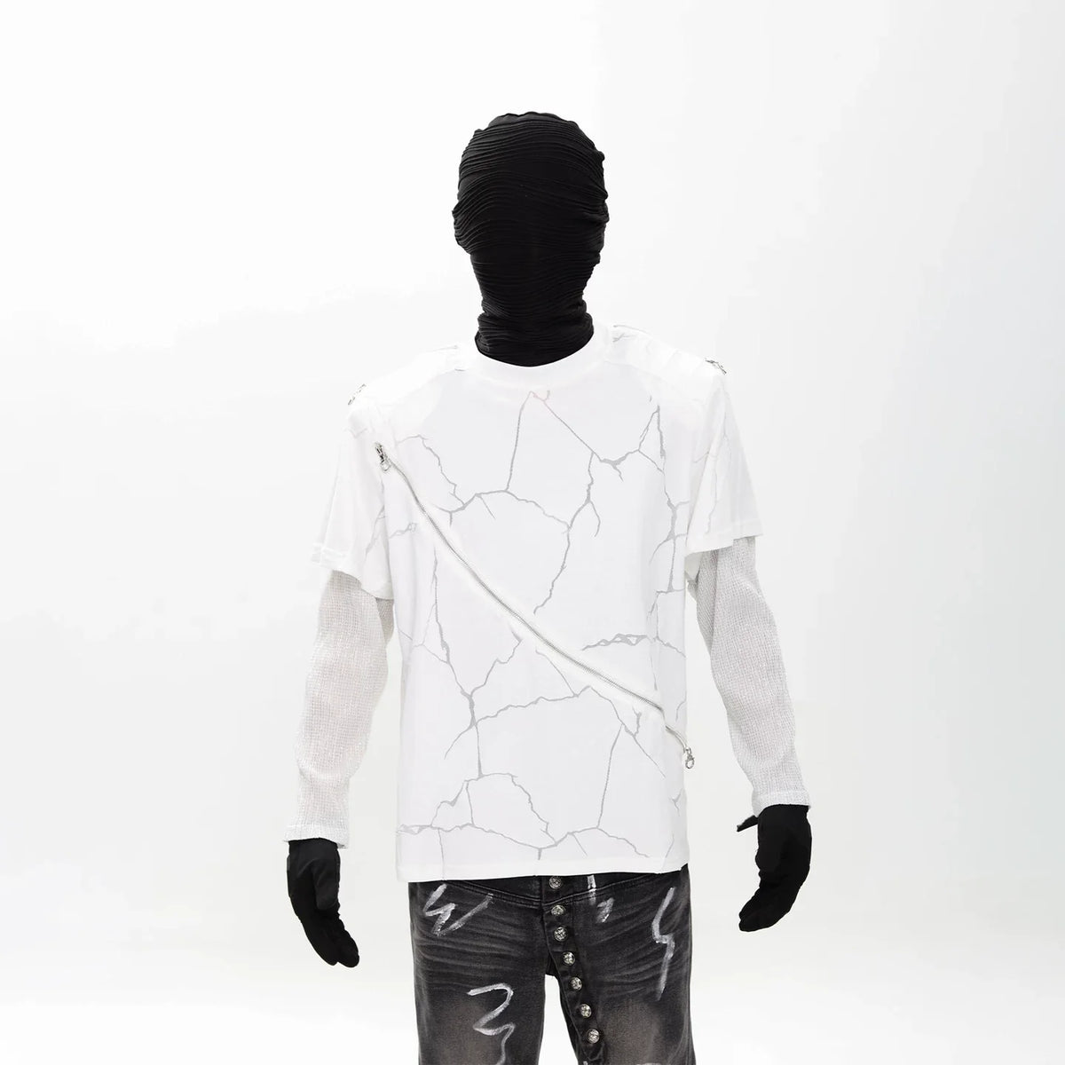Faultline Diagonal Zip Layered Tee - Notkicks