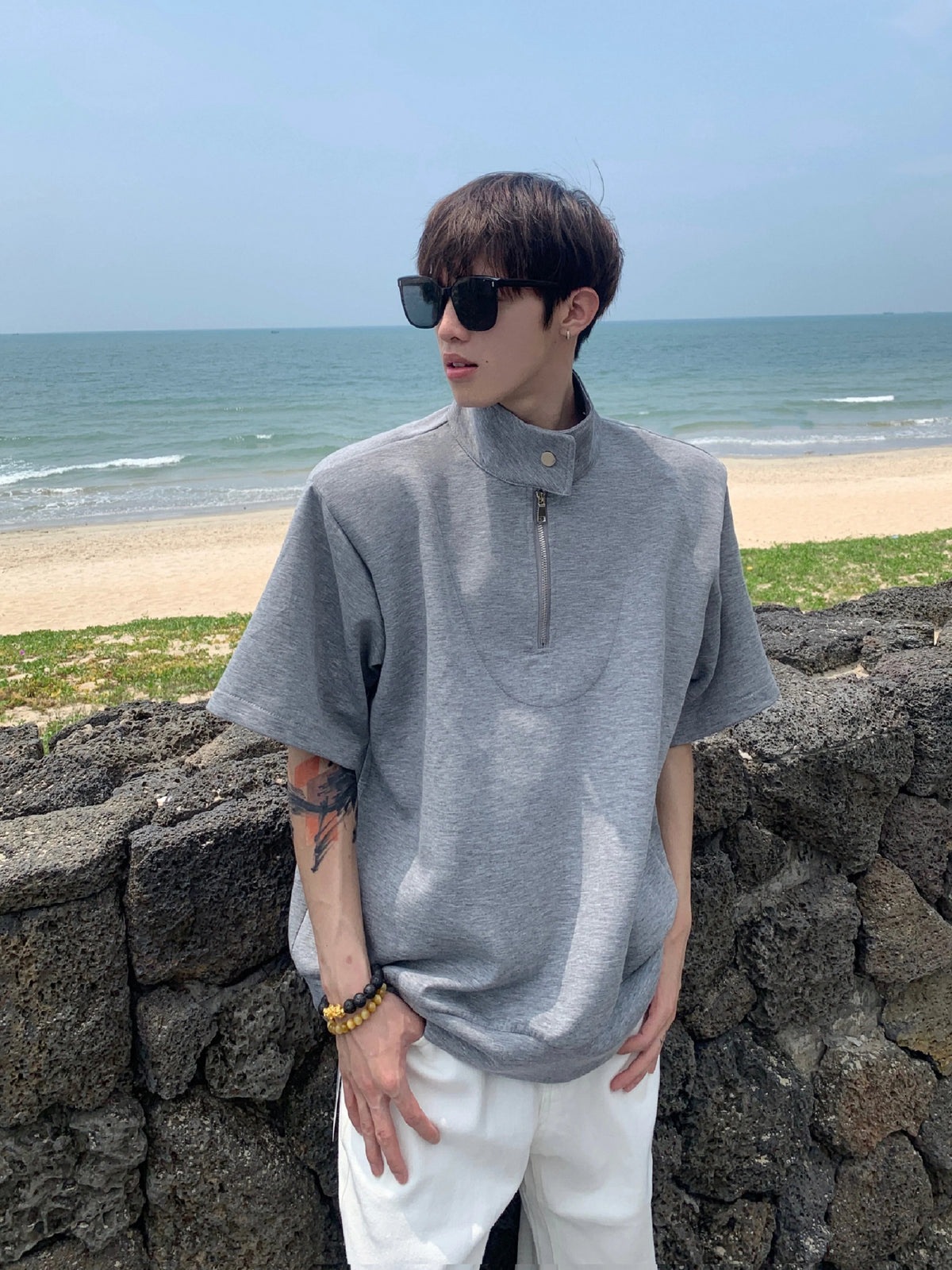 Half-Zip Stand Collar Shirt - Notkicks