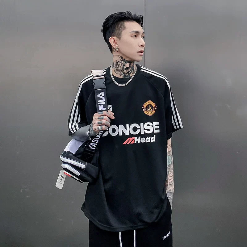 Concise Triple‑Stripe Street Jersey Tee - Notkicks