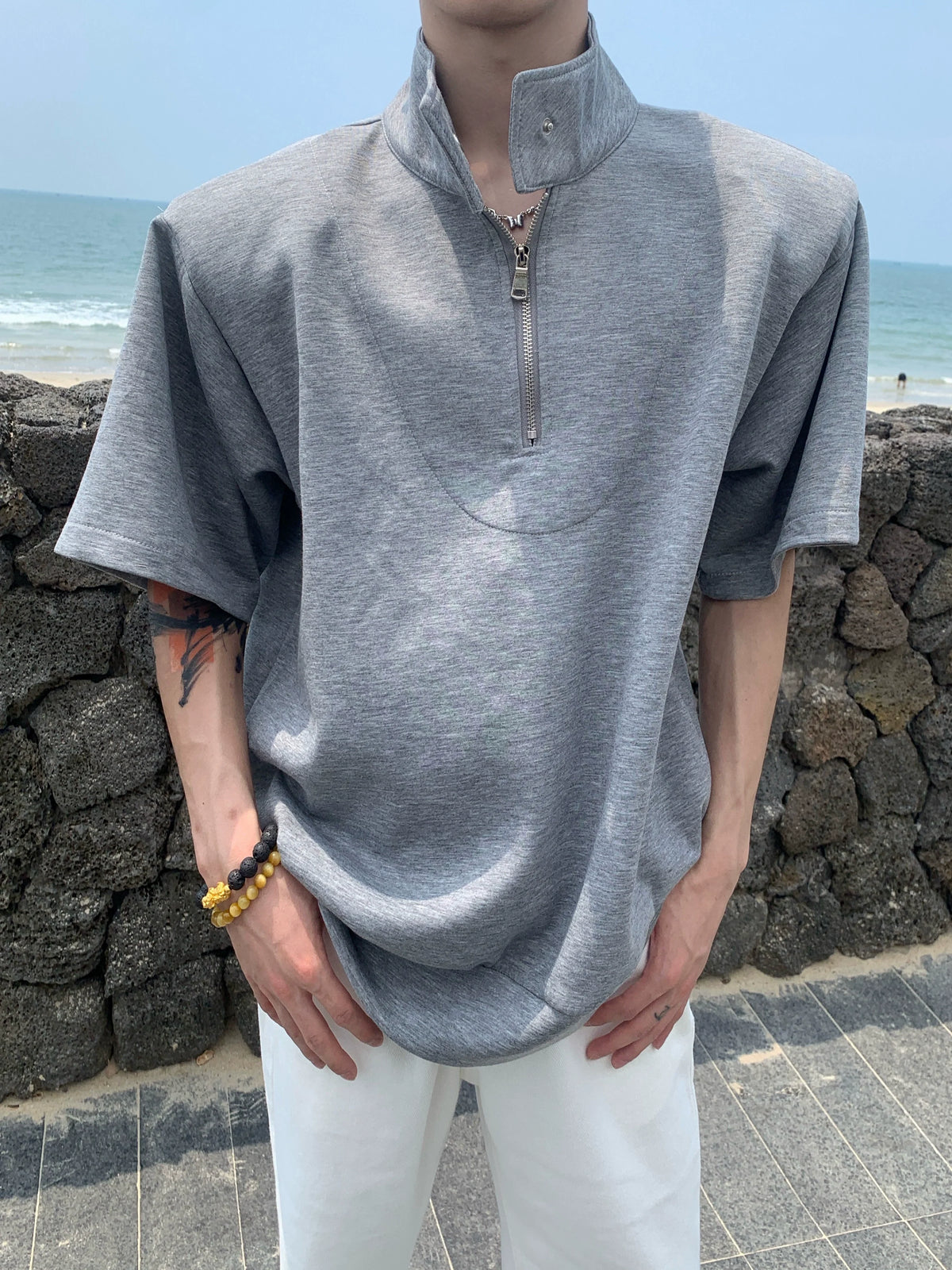 Half-Zip Stand Collar Shirt - Notkicks