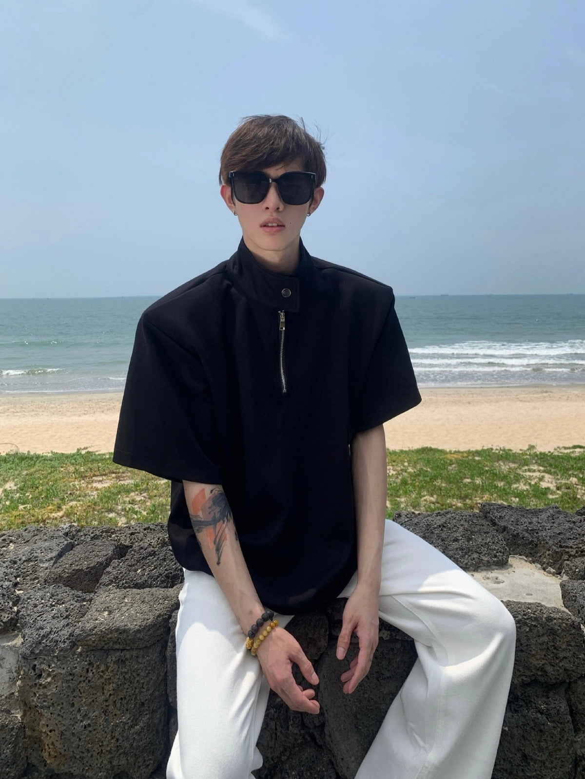 Half-Zip Stand Collar Shirt - Notkicks