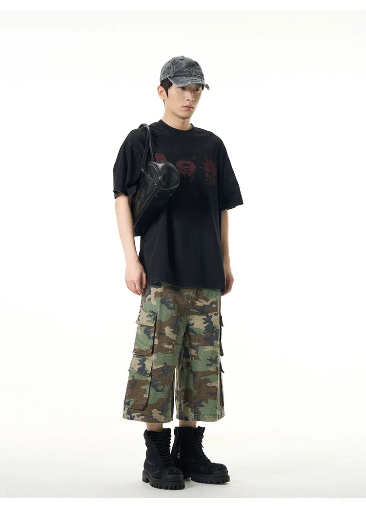 Black Oversized Graphic Tee with Red Print - Notkicks