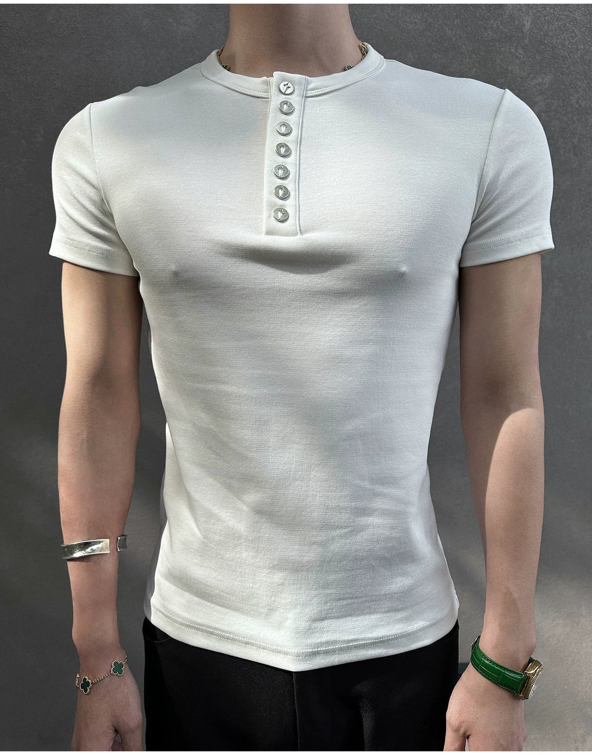 Midnight Gaze Grommet Placket Tee - Notkicks