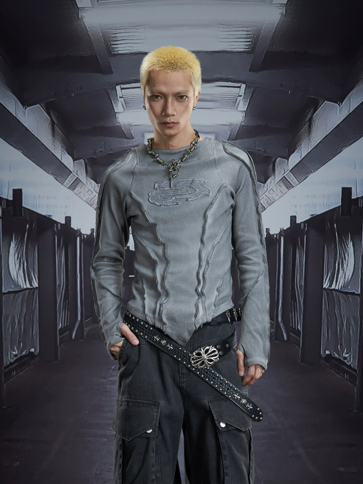 Spectral Spine Ruched Longsleeve Top - Notkicks