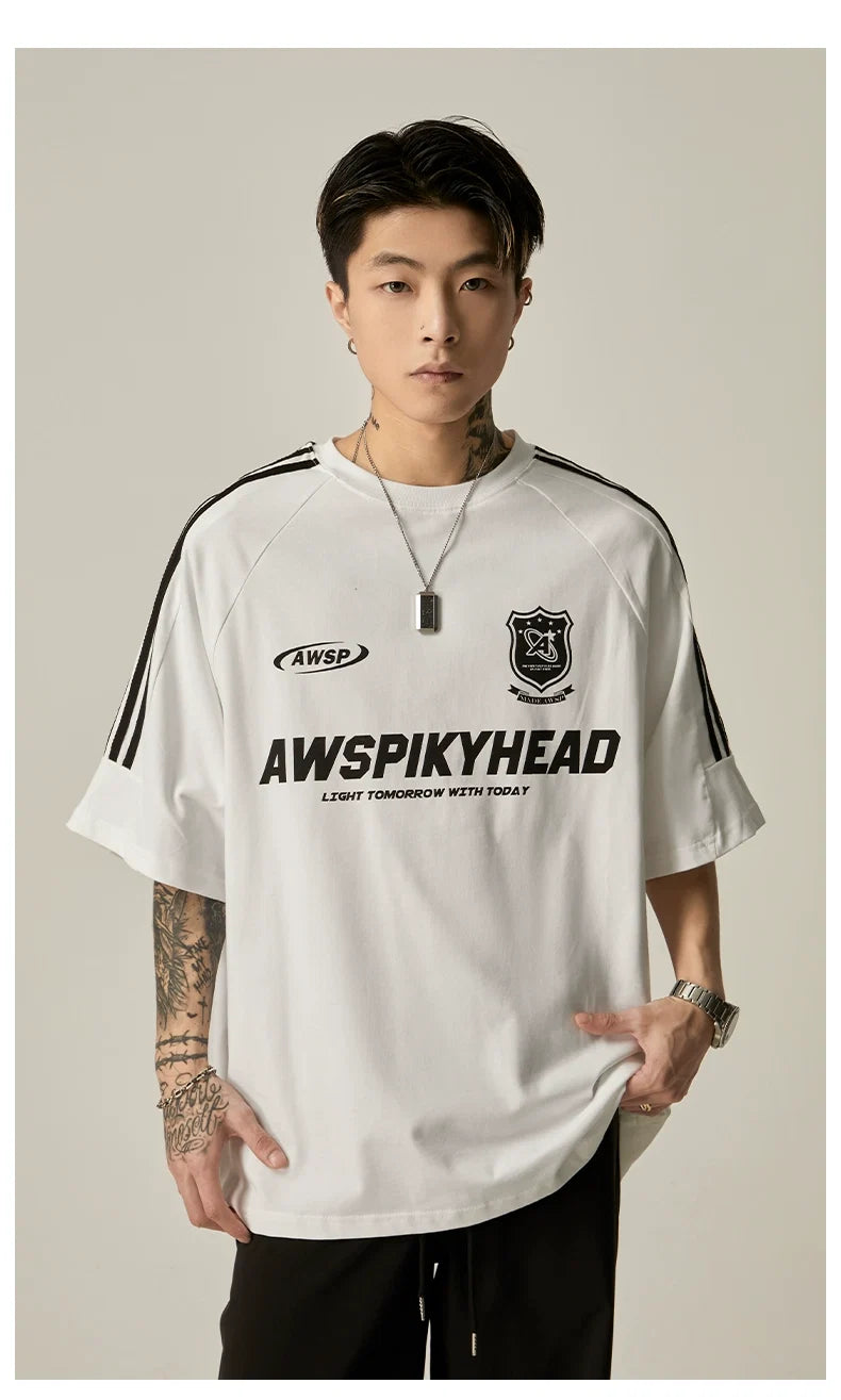 Oversized Grey Athletic Logo T-Shirt - Notkicks