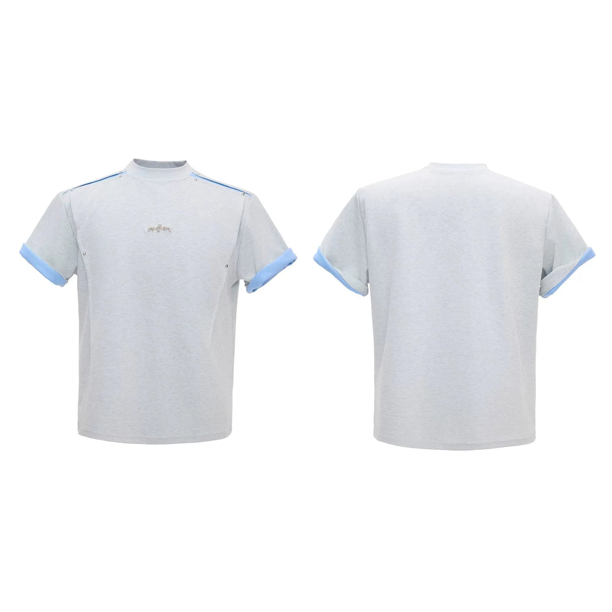 Contrast Trim Studded Shoulder T-Shirt - Notkicks