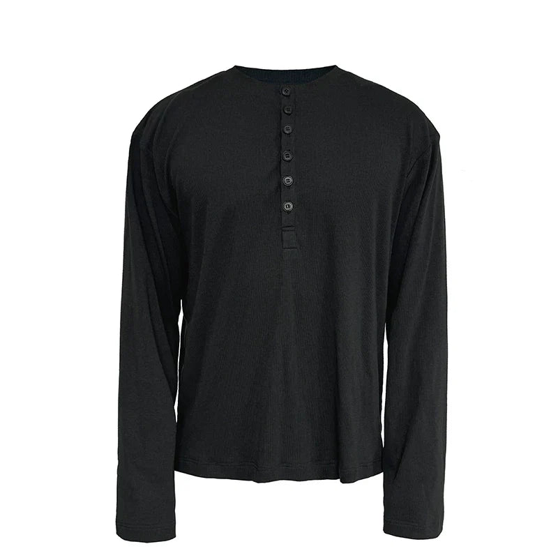 Classic Neutral Long-Sleeve Henley Tee - Notkicks