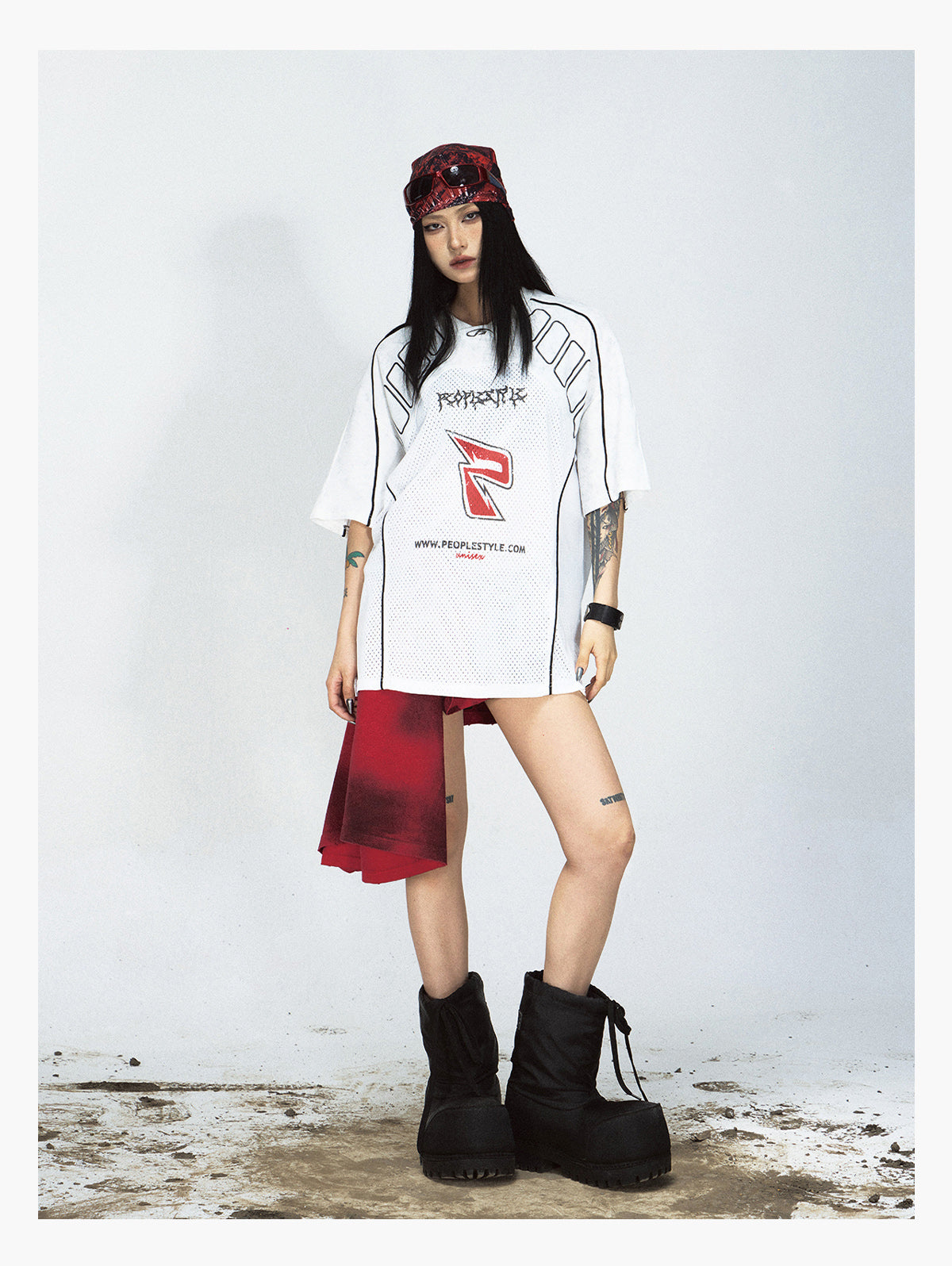Mesh Logo Oversized Jersey T-Shirt - Notkicks