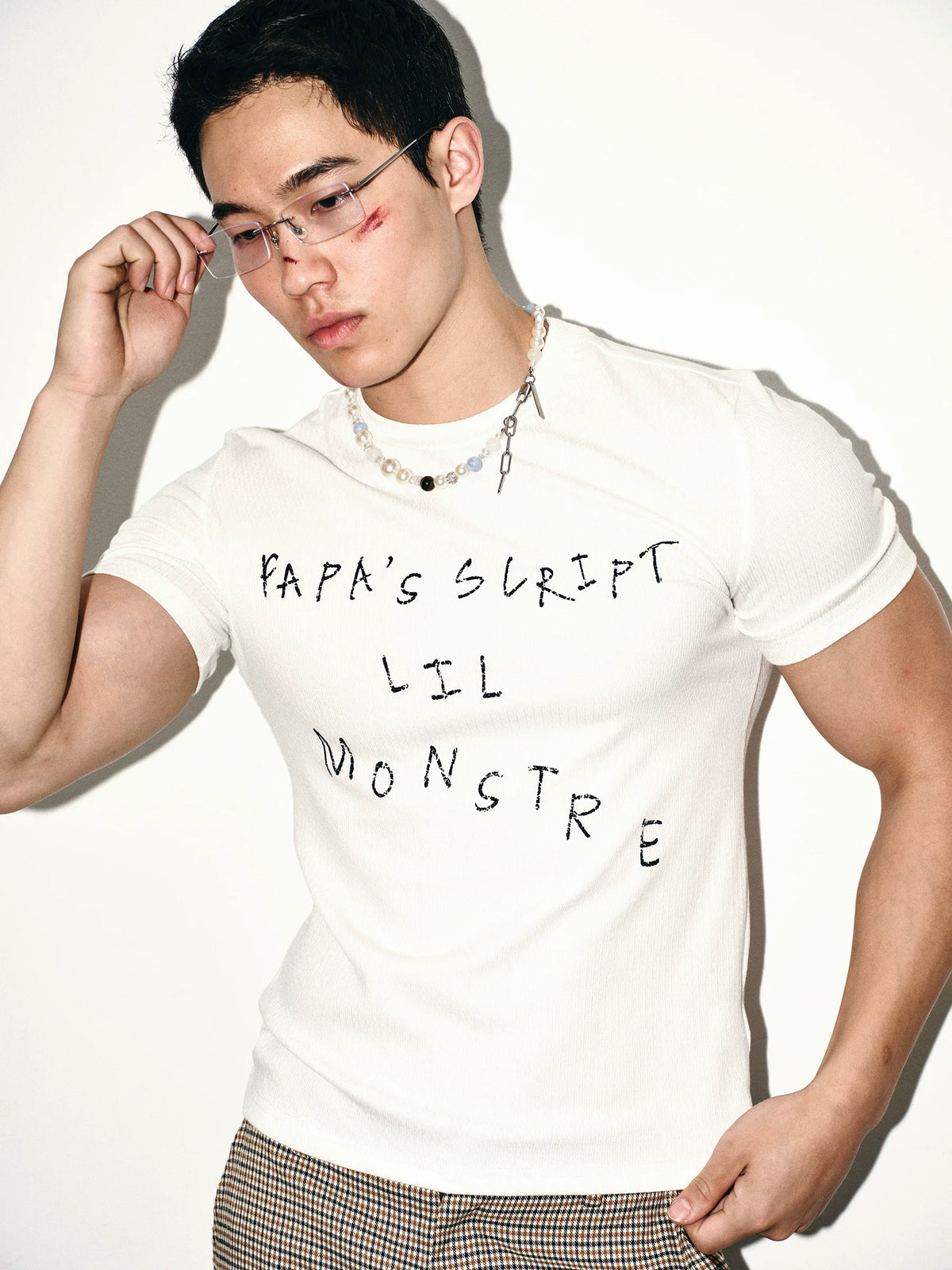 White Script Fitted Tee - Notkicks