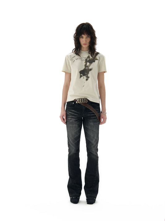 Burnt Guitar Shoulder Script Tee - Notkicks