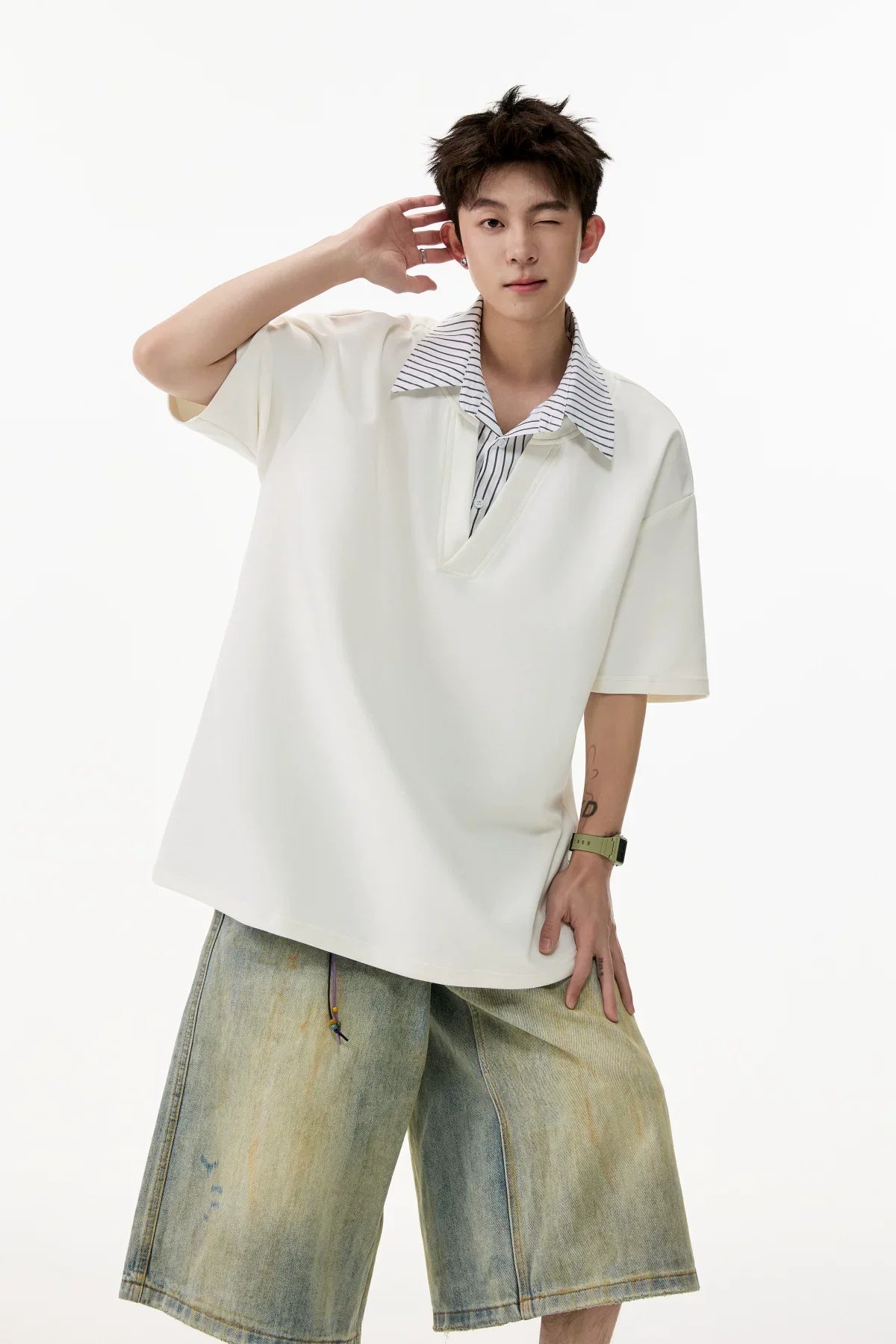 Layered V-Placket Polo Tee - Notkicks