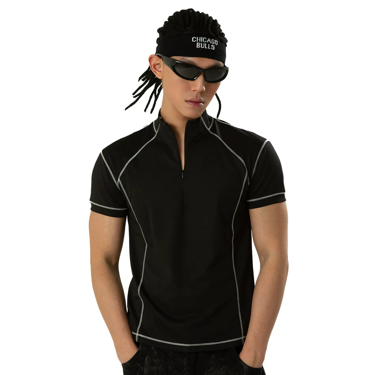 Circuit Line Contrast Zip Tech Tee - Notkicks