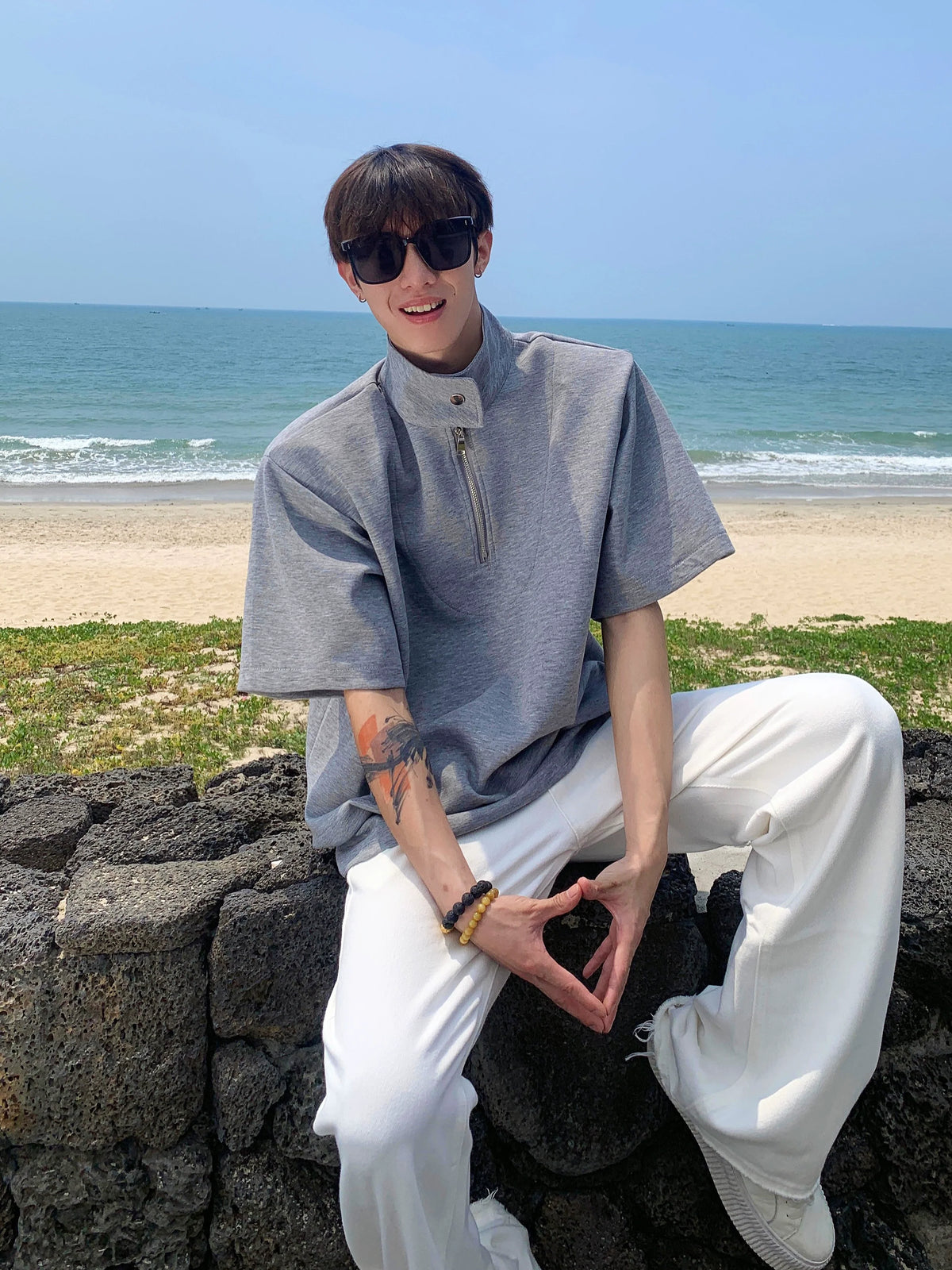 Half-Zip Stand Collar Shirt - Notkicks