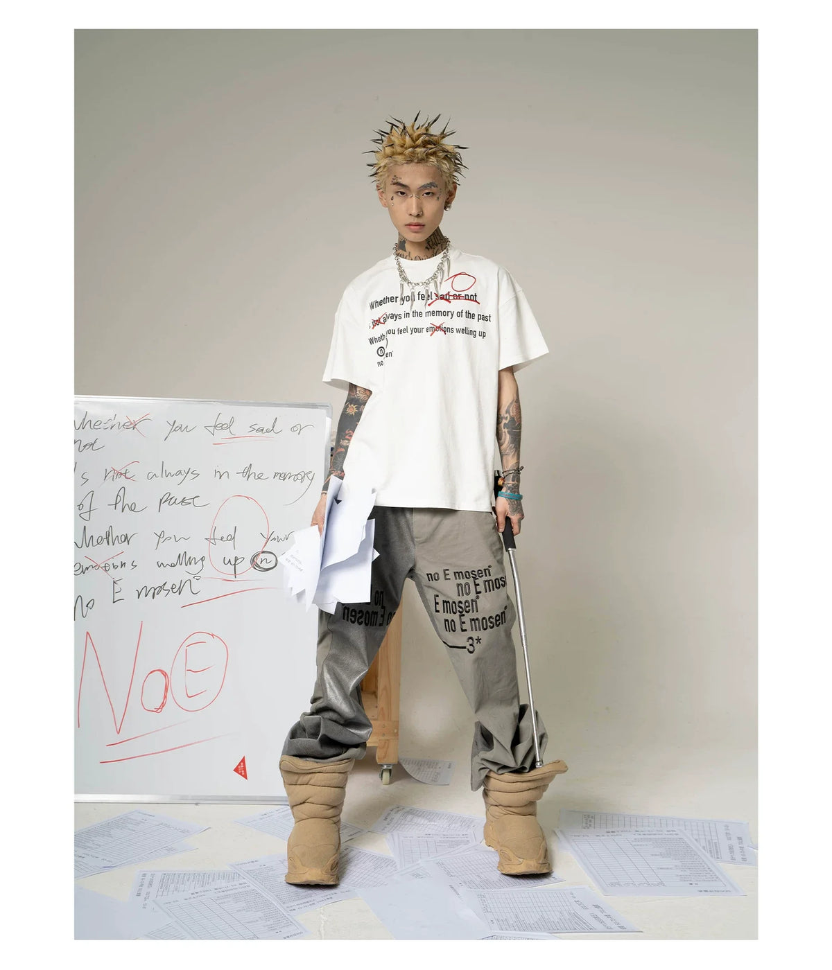 Zero For Depression Text Embroidery Tee - Notkicks