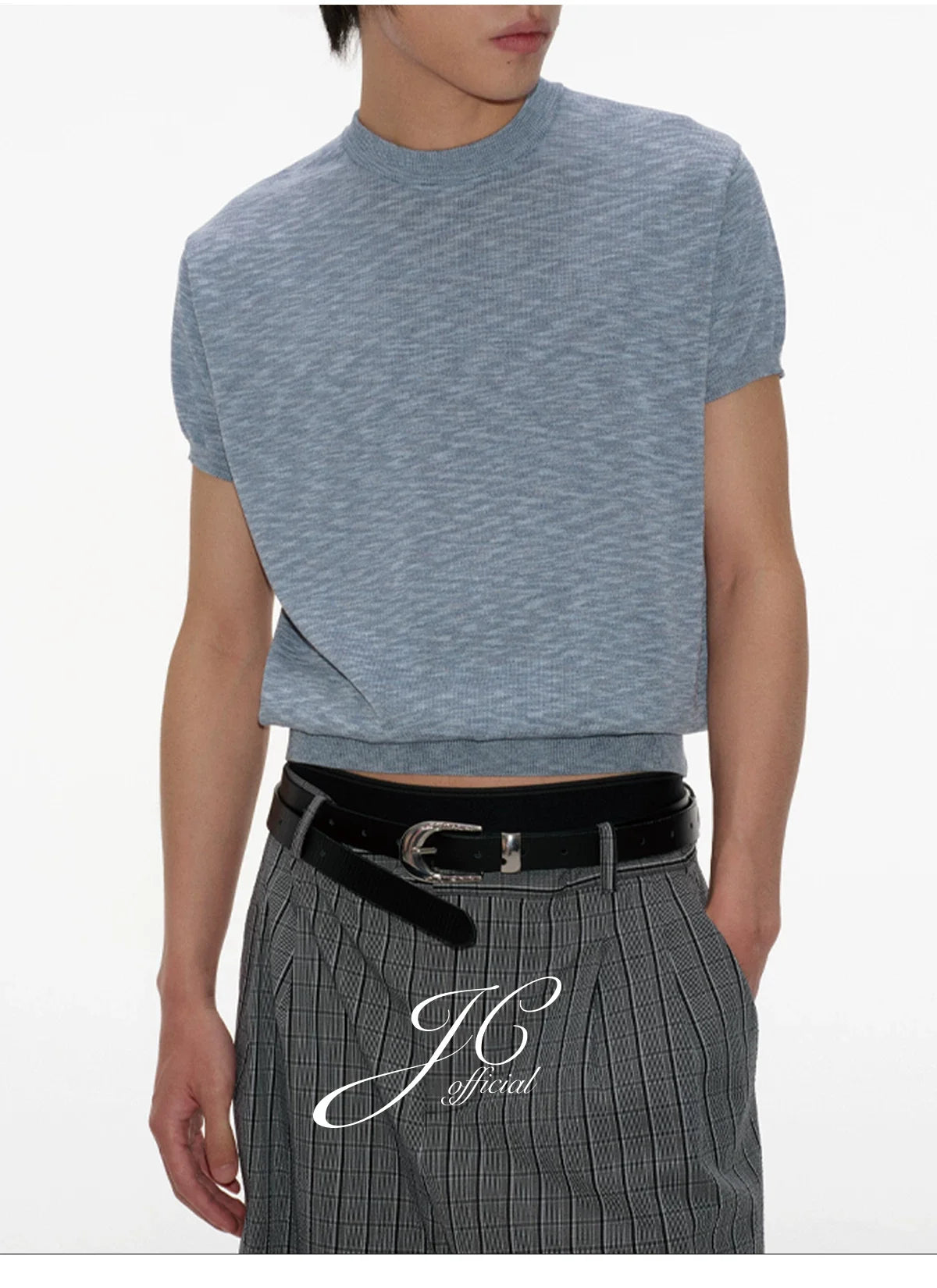 Mock Neck Short-Sleeve Knit Tee - Notkicks