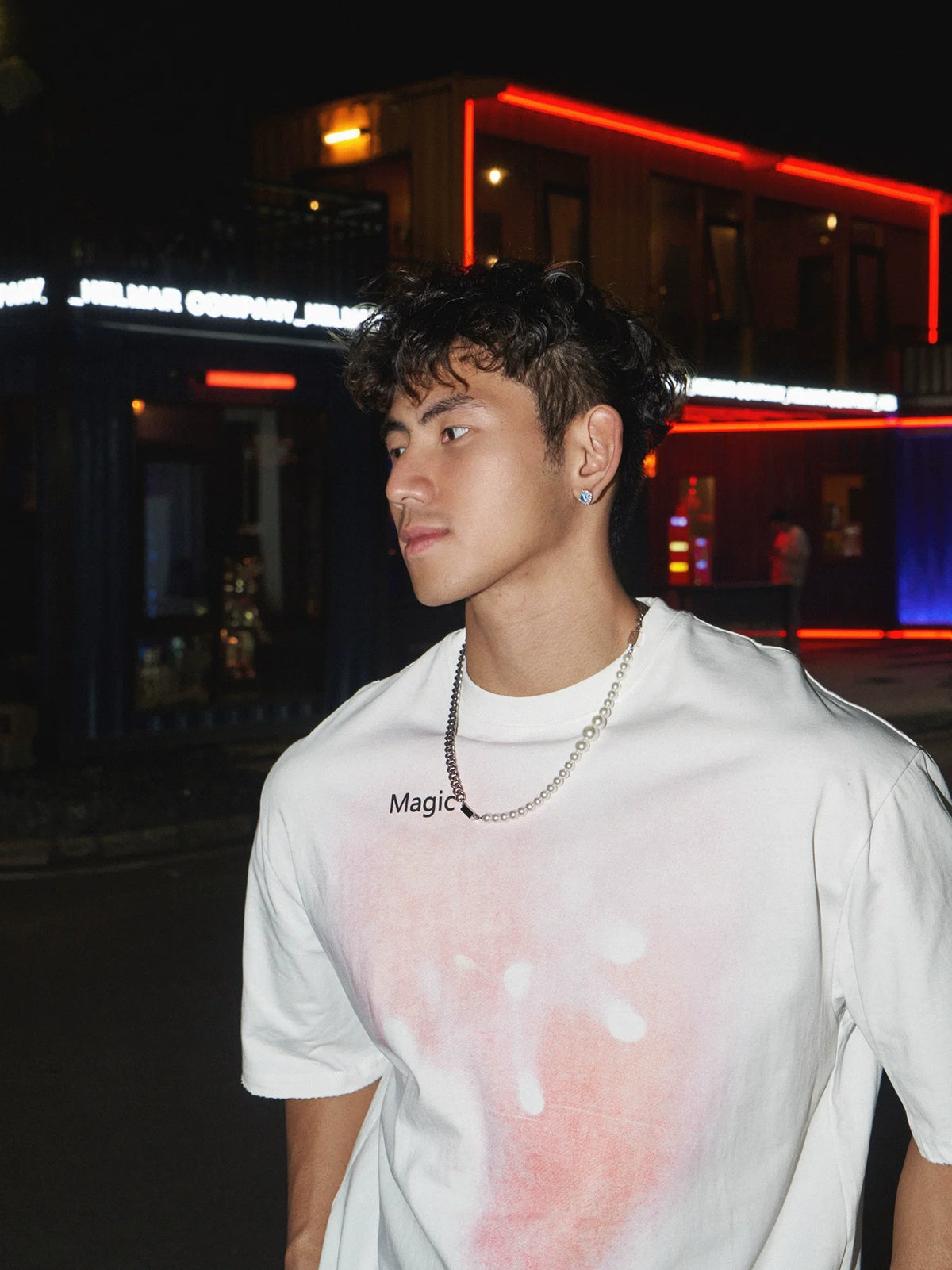 Pink Gradient White Oversized Tee - Notkicks