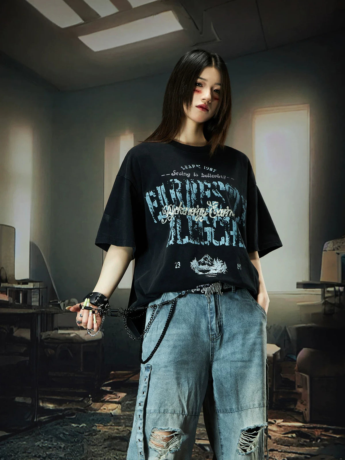 Nebula Varsity Oversize Graphic Tee - Notkicks