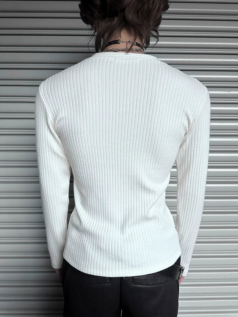 Midnight Rivet Deep V Henley - Notkicks