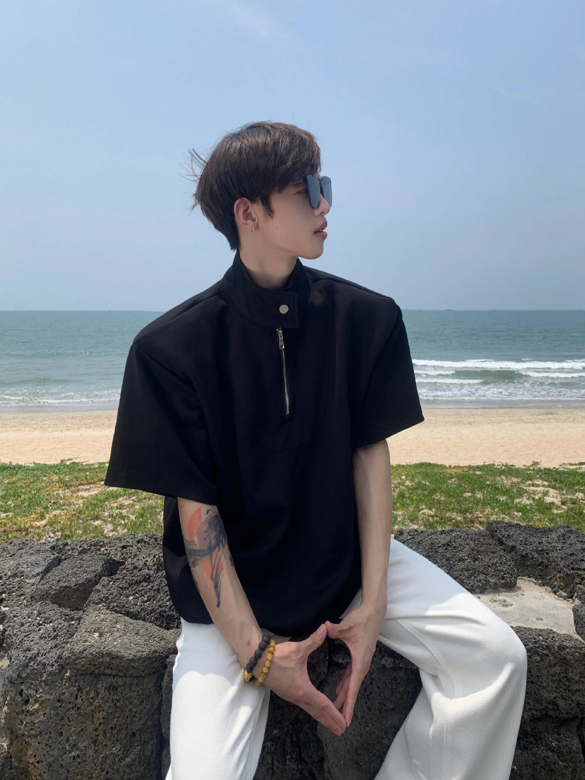 Half-Zip Stand Collar Shirt - Notkicks