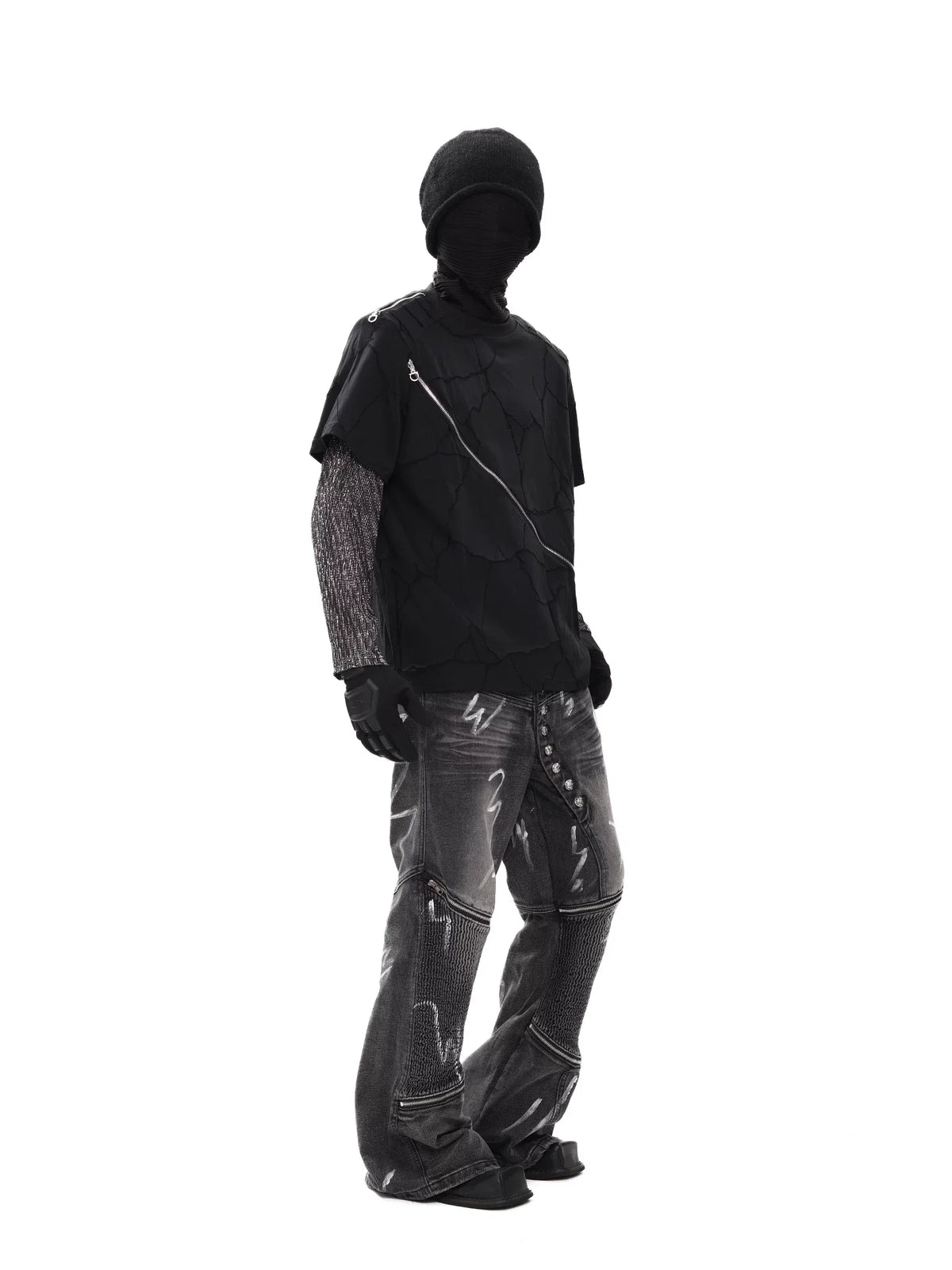 Faultline Diagonal Zip Layered Tee - Notkicks