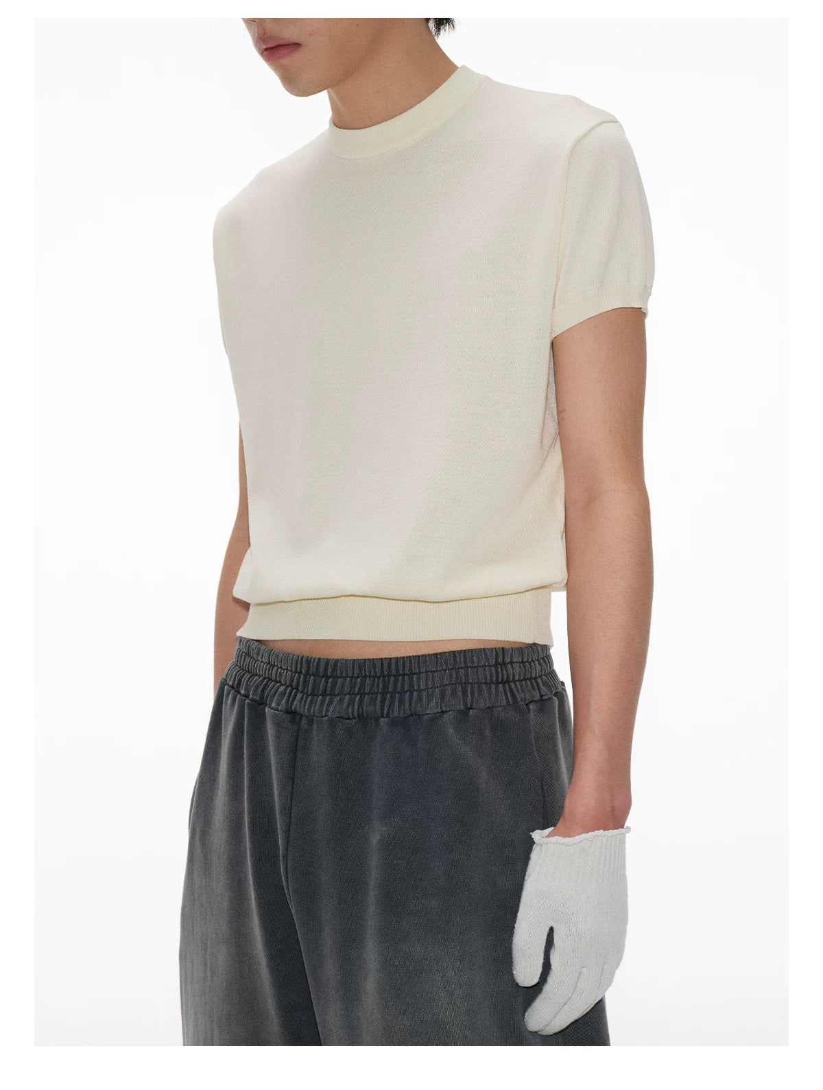 Mock Neck Short-Sleeve Knit Tee - Notkicks