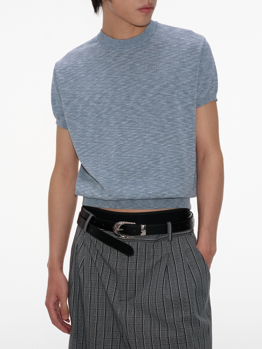 Mock Neck Short-Sleeve Knit Tee - Notkicks