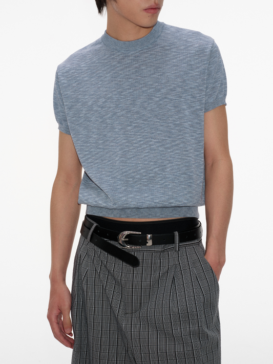 Mock Neck Short-Sleeve Knit Tee - Notkicks