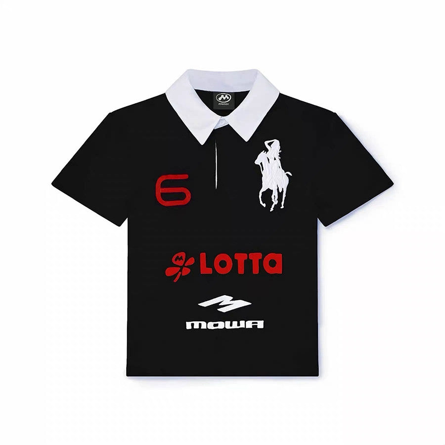 Men's Angel Horse Embroidery Short-Sleeve Polo Shirt - Notkicks