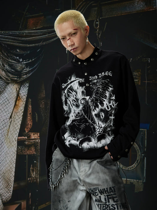 Reaper Crown Sigil High‑Neck Tee - Notkicks