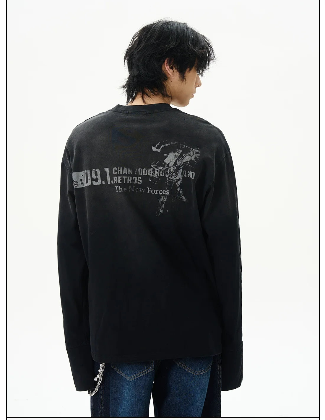 Distressed Force Graphic Long Sleeve Tee - Notkicks