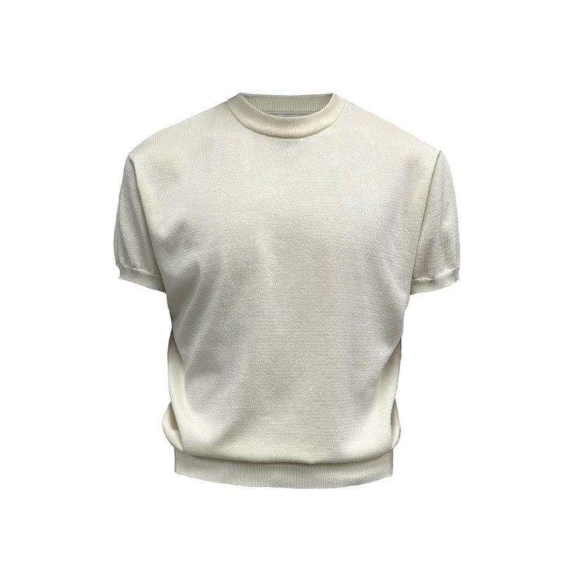 Mock Neck Short-Sleeve Knit Tee - Notkicks