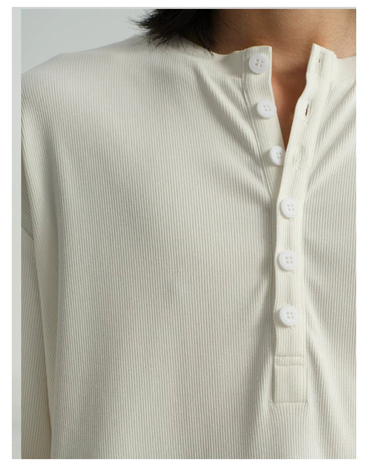 Classic Neutral Long-Sleeve Henley Tee - Notkicks