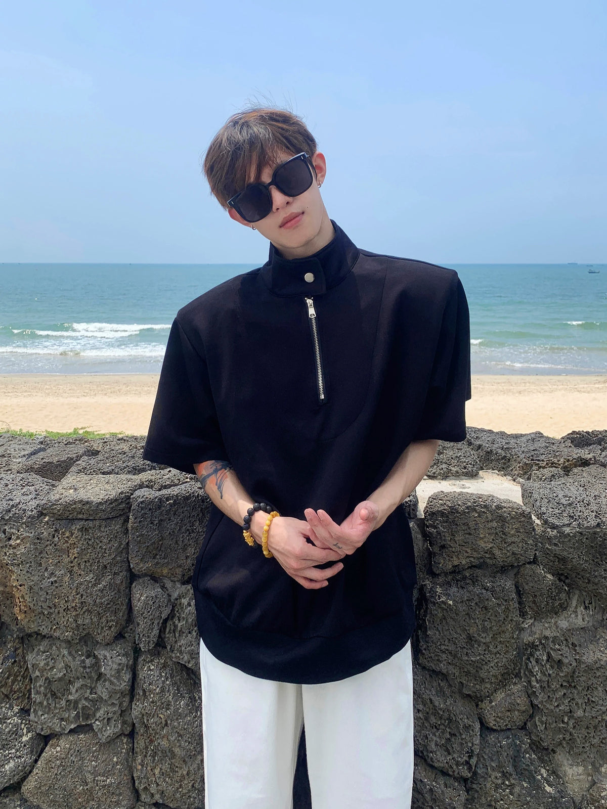 Half-Zip Stand Collar Shirt - Notkicks