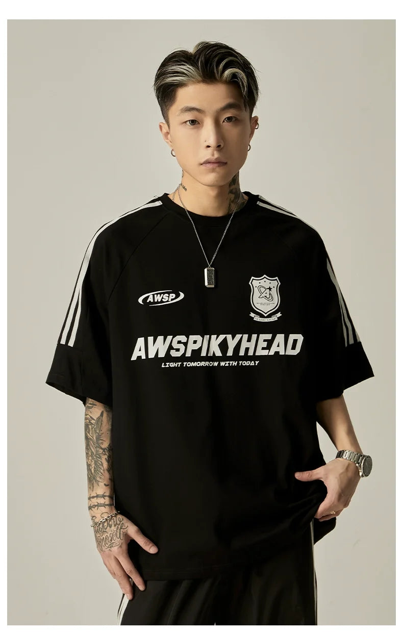 Oversized Grey Athletic Logo T-Shirt - Notkicks