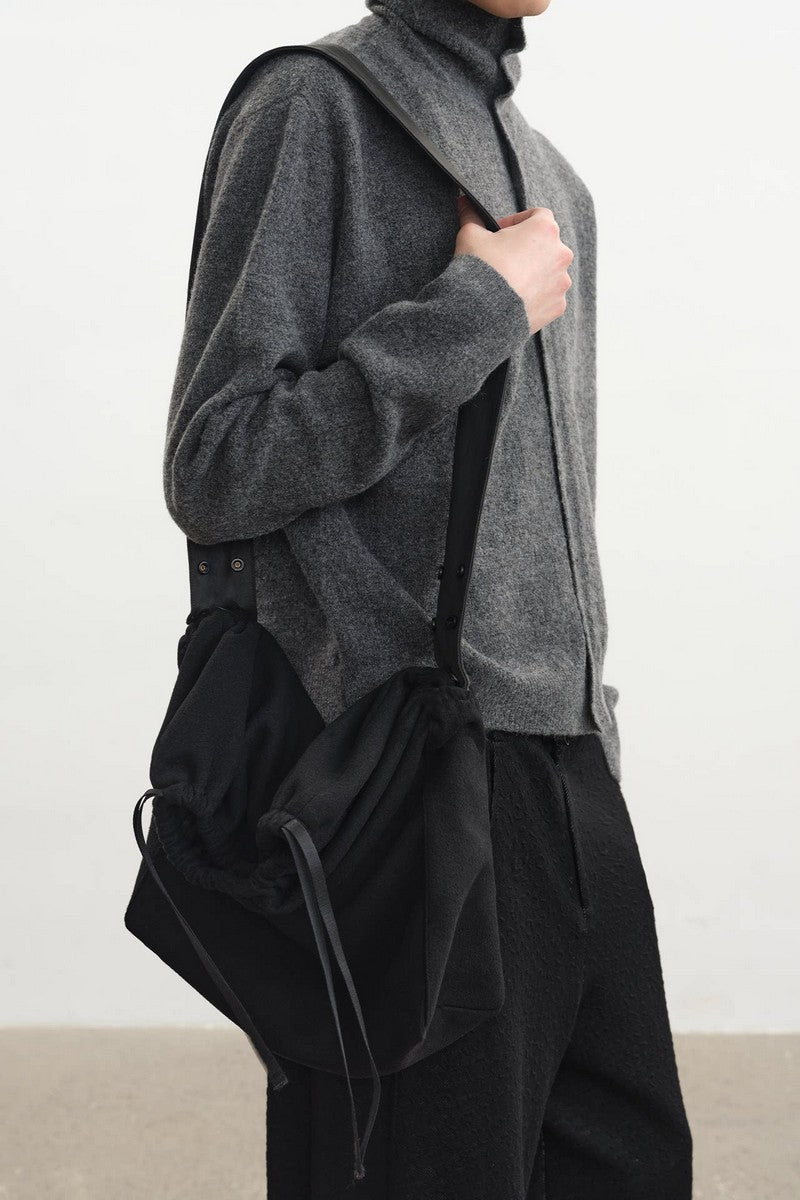 Patchwork Leather Drawstring Bag - Notkicks